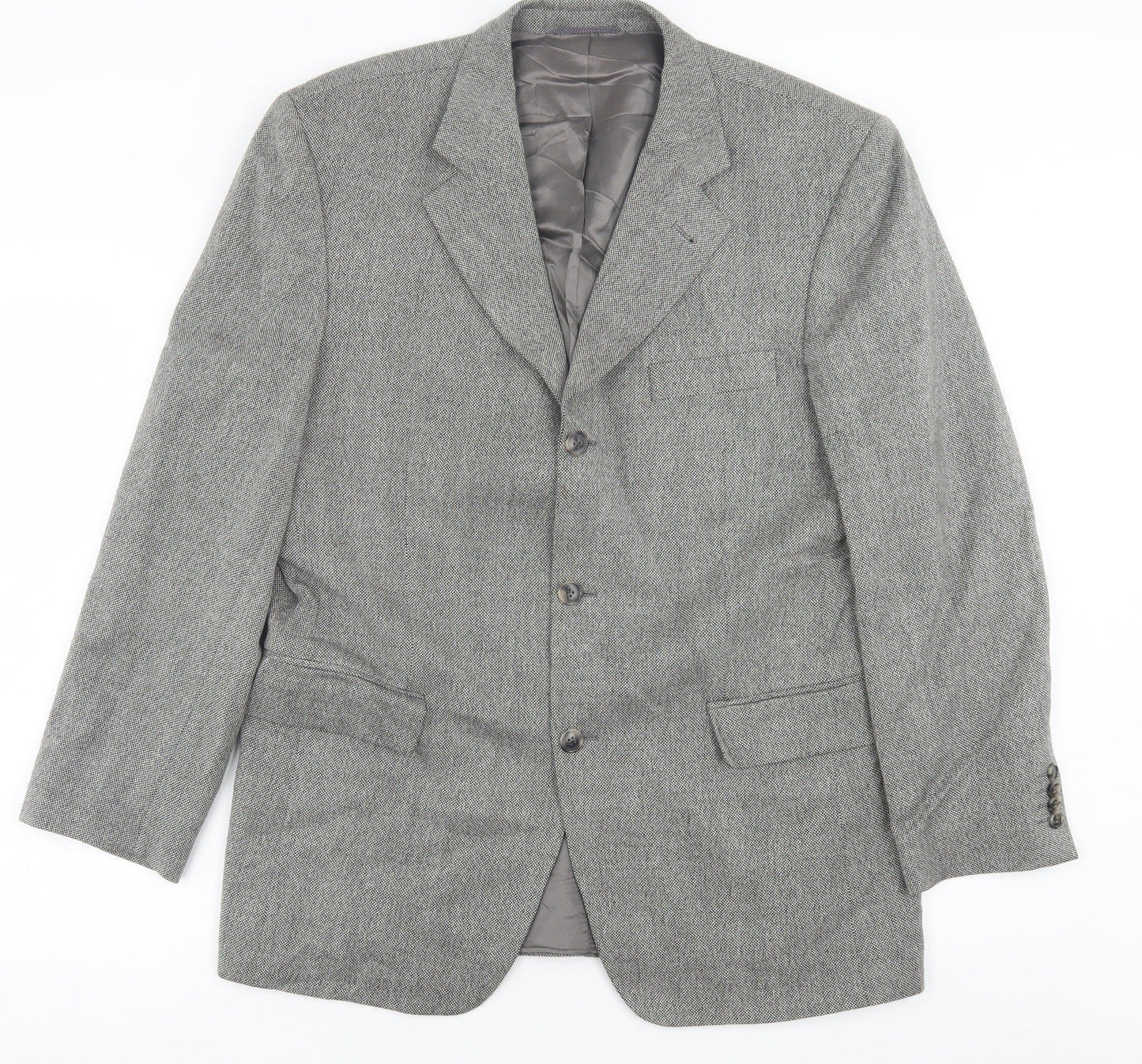 ROY ROBSON Mens Grey Plaid Wool Jacket Suit Jacket Size 42