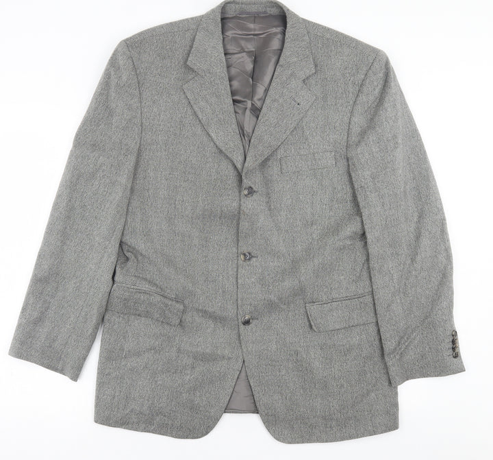 ROY ROBSON Mens Grey Plaid Wool Jacket Suit Jacket Size 42
