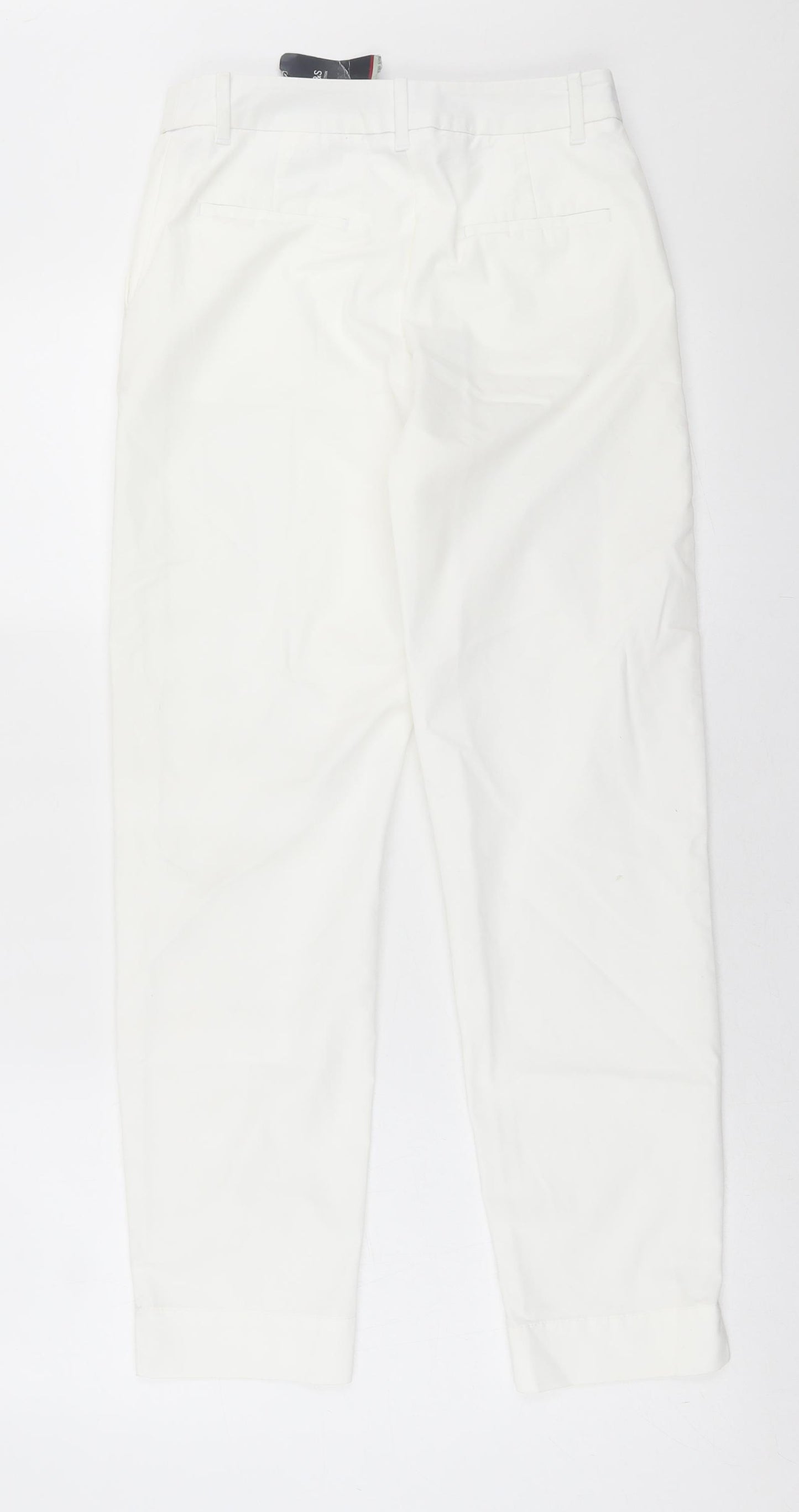Marks and Spencer Womens White  Polyester Chino Trousers Size 6 L27 in Regular Hook & Eye