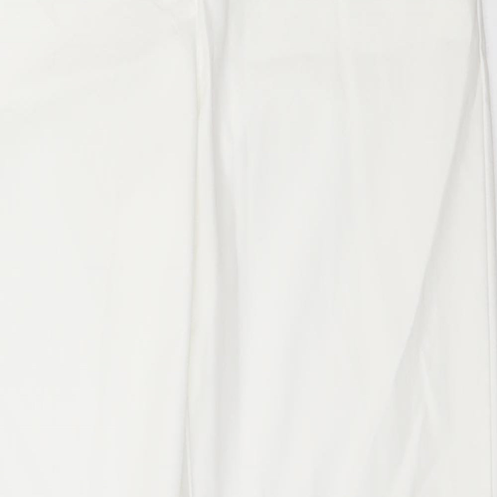 Marks and Spencer Womens White  Polyester Chino Trousers Size 6 L27 in Regular Hook & Eye
