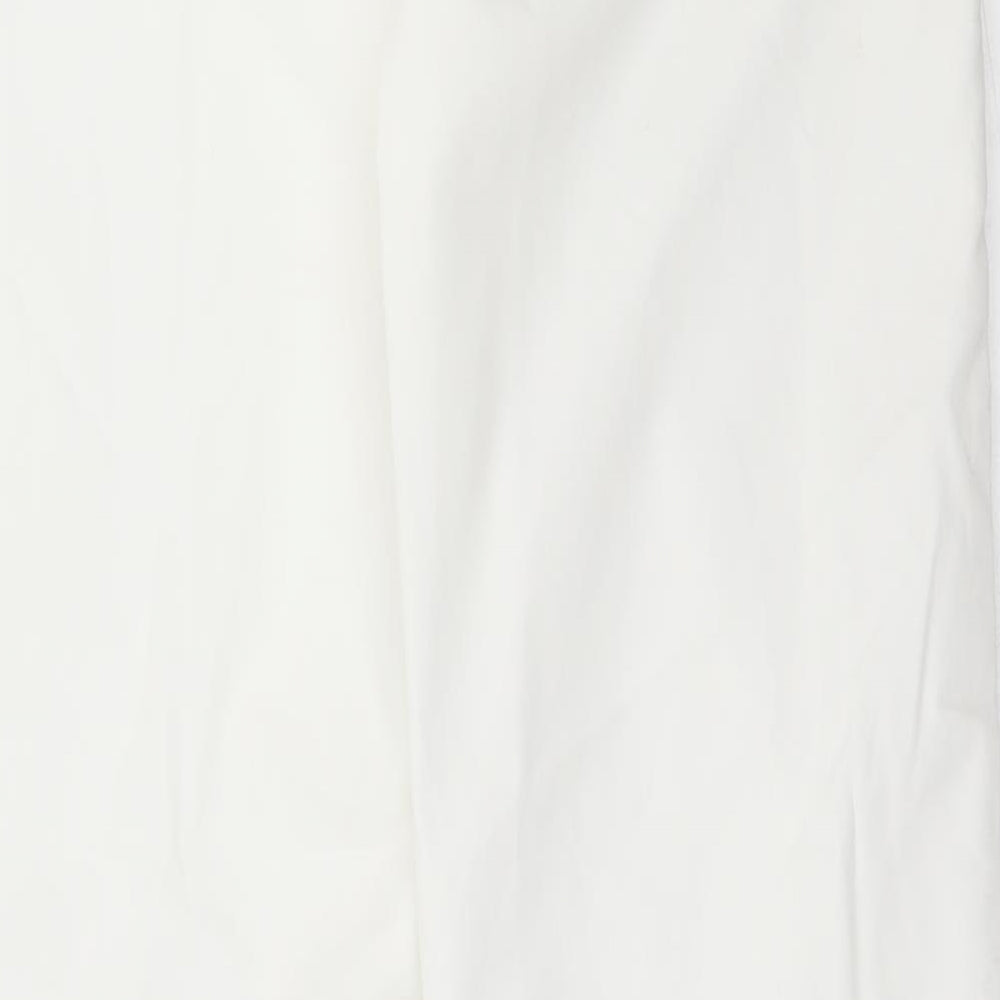 Marks and Spencer Womens White  Polyester Chino Trousers Size 6 L27 in Regular Hook & Eye