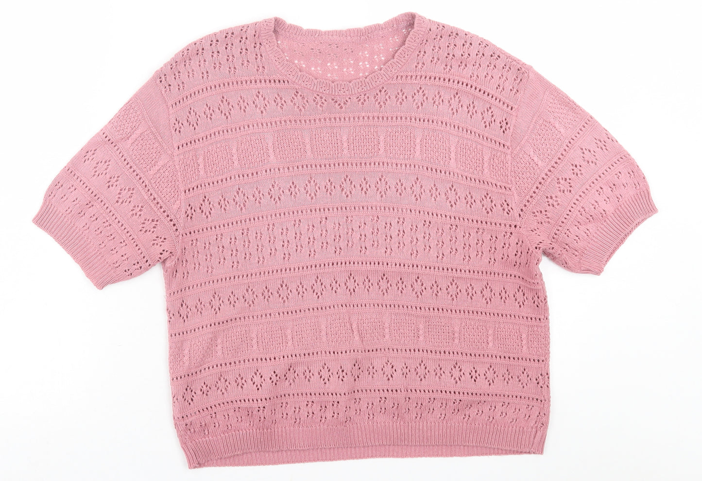 St.Micheal Womens Pink  Acrylic Basic T-Shirt Size 12 Crew Neck