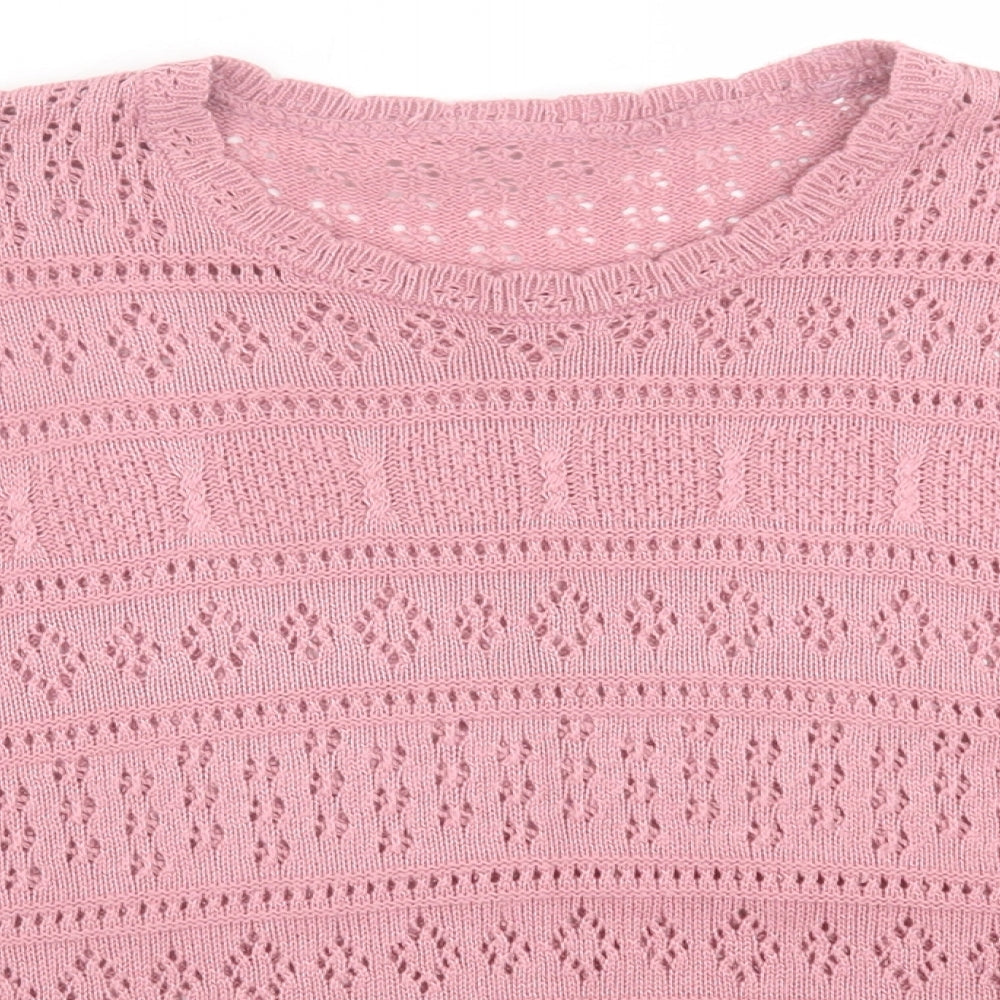 St.Micheal Womens Pink  Acrylic Basic T-Shirt Size 12 Crew Neck