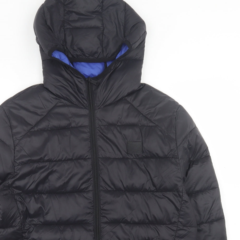 JACK & JONES Mens Black   Puffer Jacket Jacket Size L  Zip