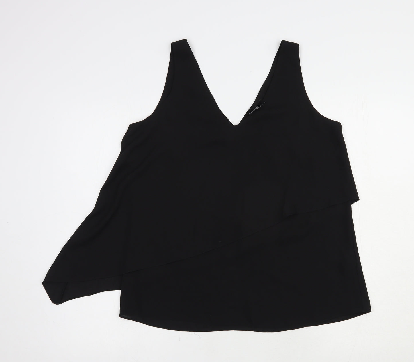 Wallis Womens Black  Polyester Basic Blouse Size 10 V-Neck