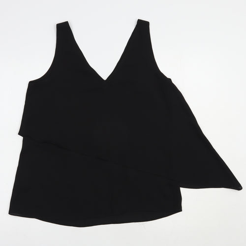 Wallis Womens Black  Polyester Basic Blouse Size 10 V-Neck