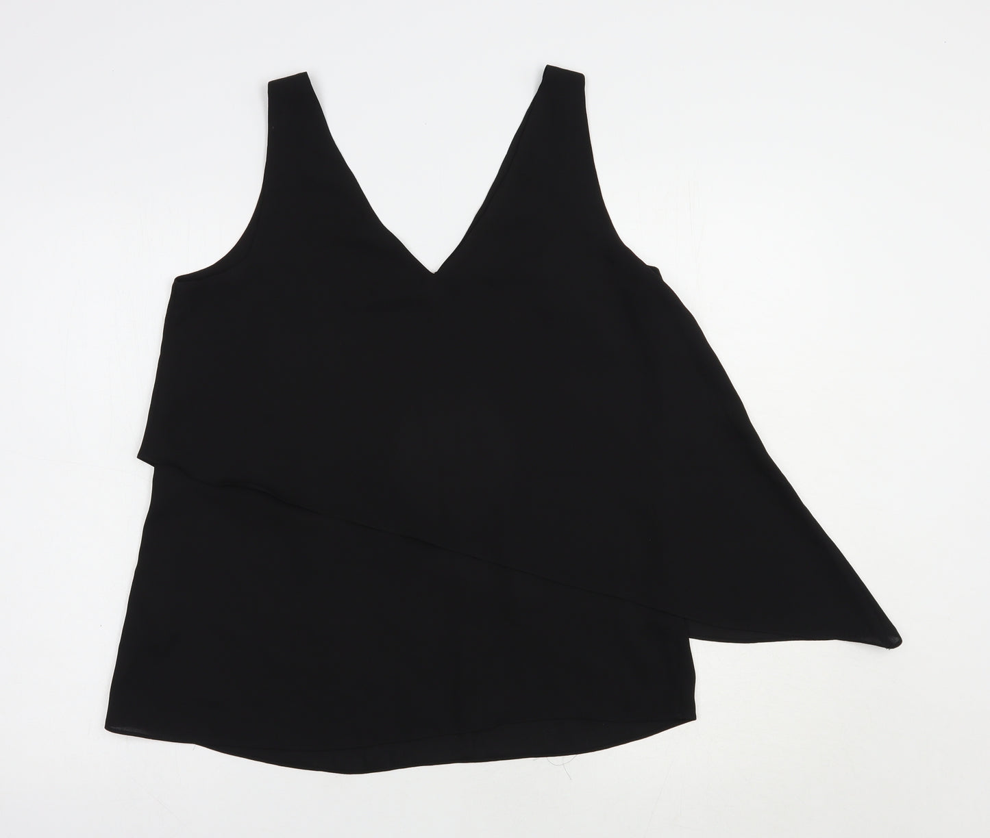 Wallis Womens Black  Polyester Basic Blouse Size 10 V-Neck