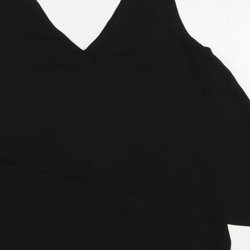 Wallis Womens Black  Polyester Basic Blouse Size 10 V-Neck