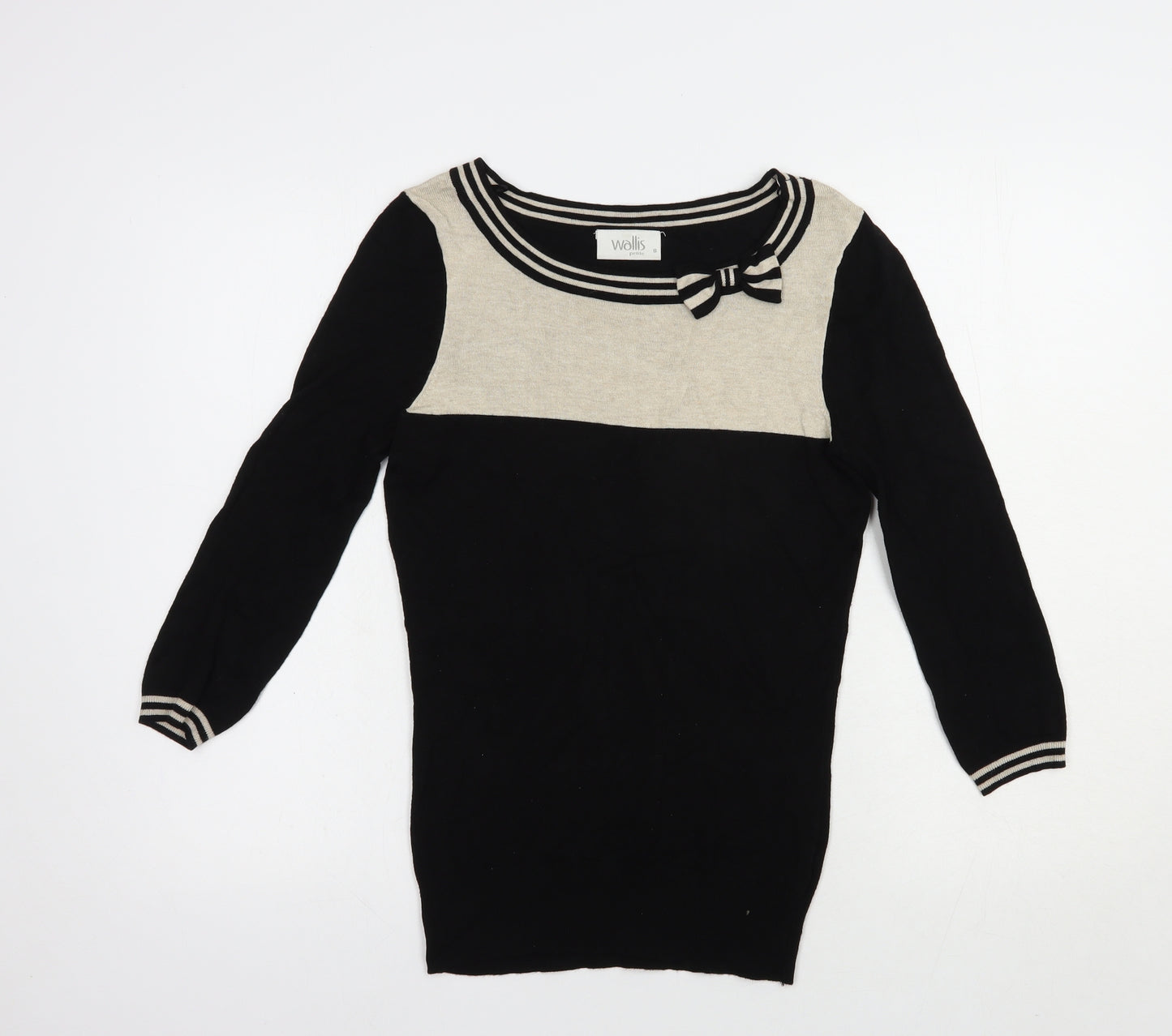 Wallis Womens Black Boat Neck  Viscose Pullover Jumper Size 8