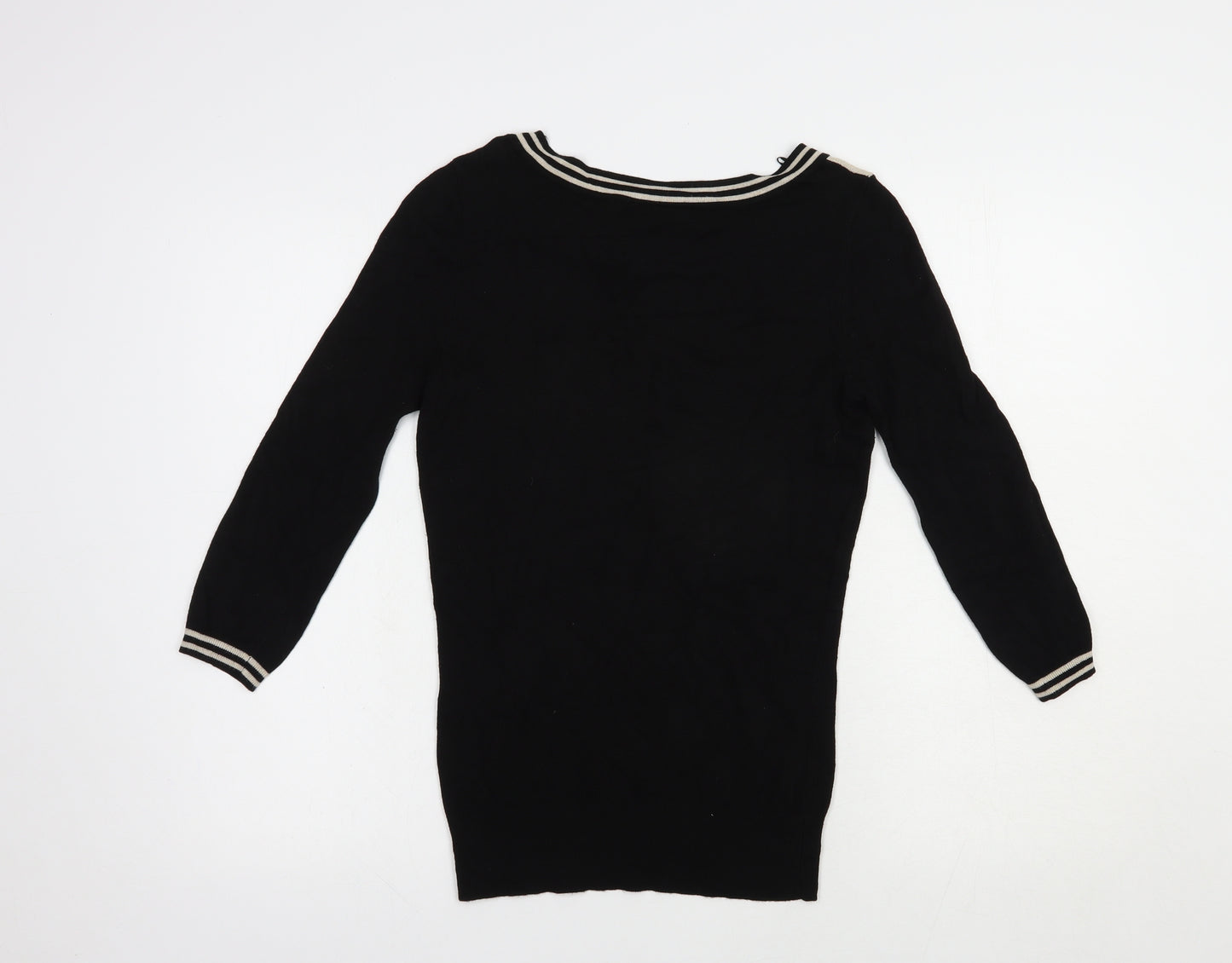 Wallis Womens Black Boat Neck  Viscose Pullover Jumper Size 8