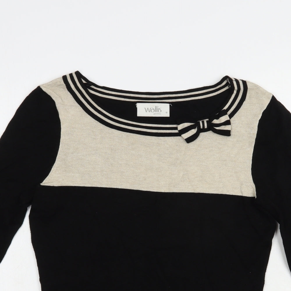 Wallis Womens Black Boat Neck  Viscose Pullover Jumper Size 8