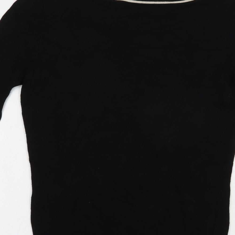 Wallis Womens Black Boat Neck  Viscose Pullover Jumper Size 8