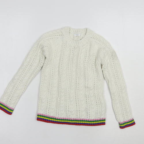 NEXT Girls White Crew Neck  Cotton Pullover Jumper Size 7 Years  Pullover