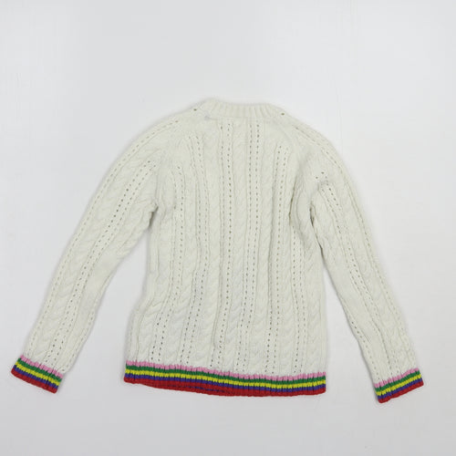 NEXT Girls White Crew Neck  Cotton Pullover Jumper Size 7 Years  Pullover