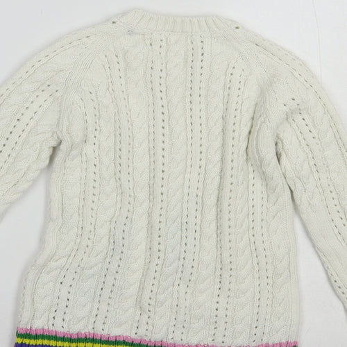 NEXT Girls White Crew Neck  Cotton Pullover Jumper Size 7 Years  Pullover