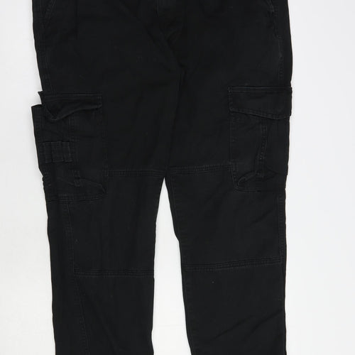 Primark Mens Black  Cotton Cargo Trousers Size 36 in L30 in Regular Button