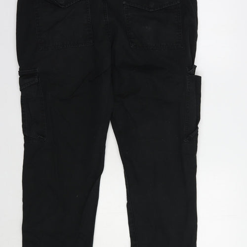 Primark Mens Black  Cotton Cargo Trousers Size 36 in L30 in Regular Button