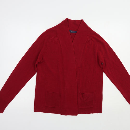 Marks and Spencer Womens Red V-Neck  Acrylic Cardigan Jumper Size 8