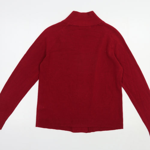 Marks and Spencer Womens Red V-Neck  Acrylic Cardigan Jumper Size 8