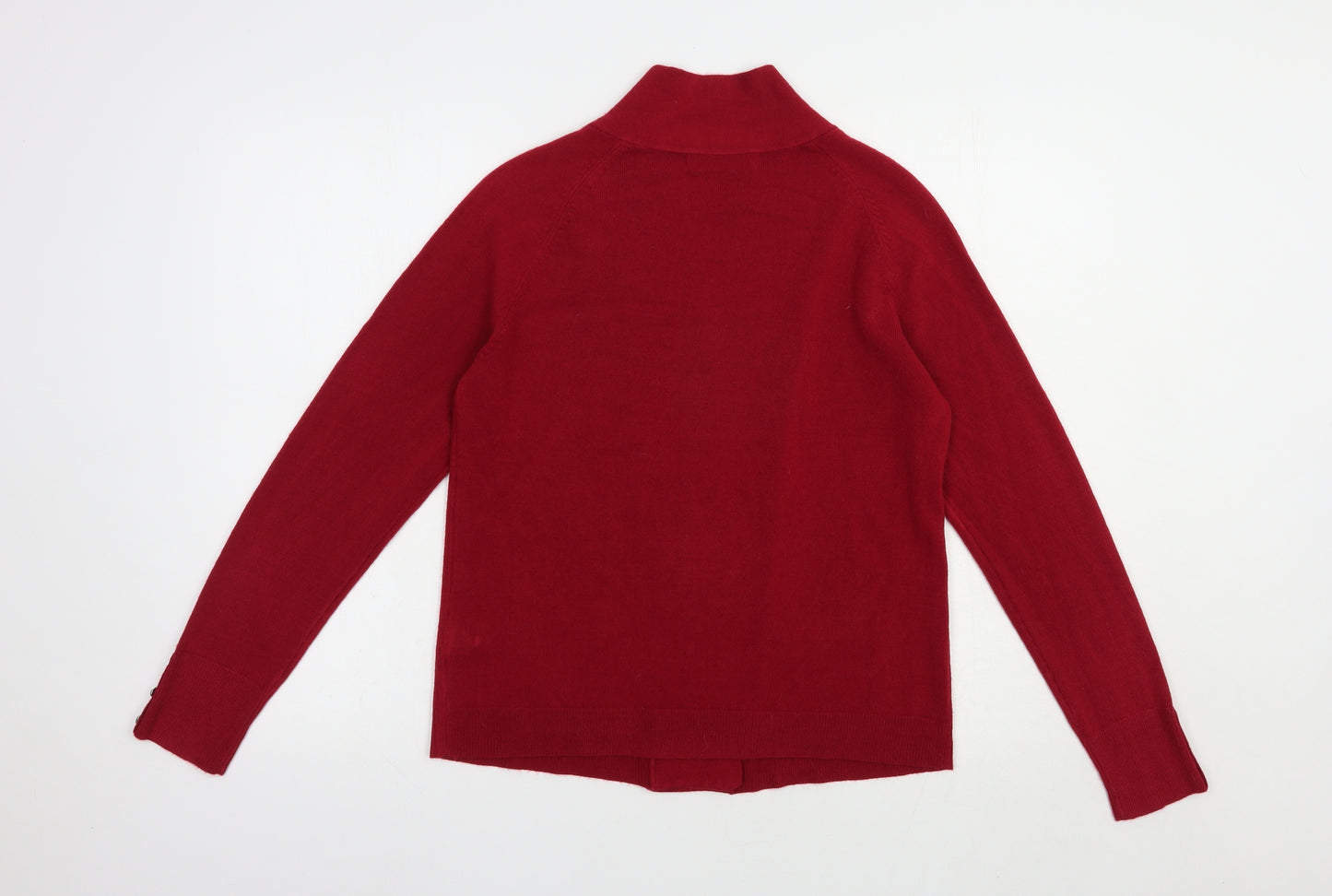 Marks and Spencer Womens Red V-Neck  Acrylic Cardigan Jumper Size 8