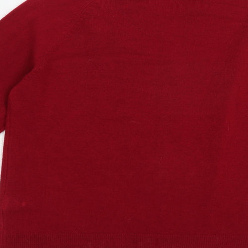 Marks and Spencer Womens Red V-Neck  Acrylic Cardigan Jumper Size 8
