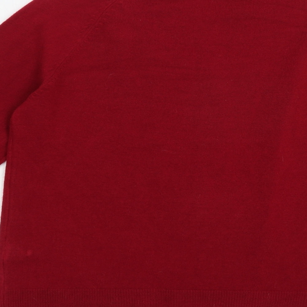 Marks and Spencer Womens Red V-Neck  Acrylic Cardigan Jumper Size 8