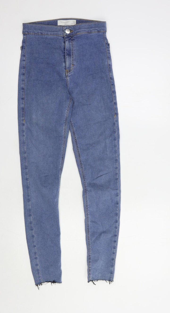 Topshop Womens Blue Cotton Skinny Jeans Size 25 in L30 in Regular Button