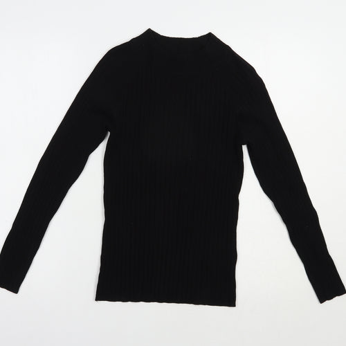 H&M Womens Black Mock Neck  Acrylic Pullover Jumper Size S