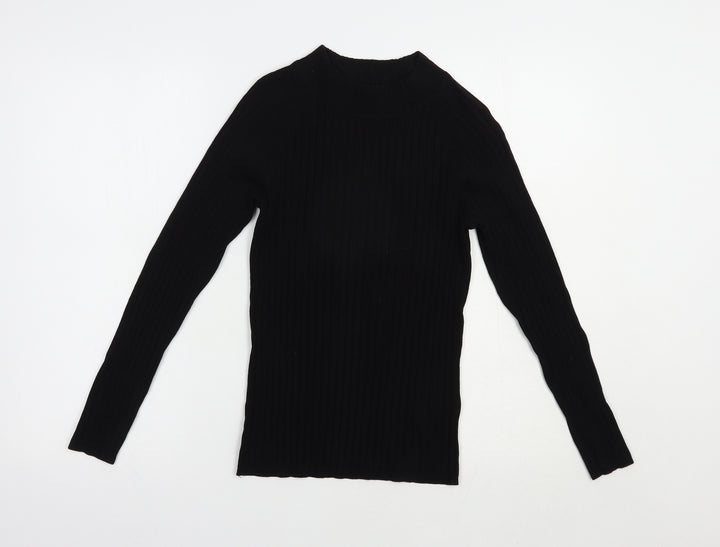 H&M Womens Black Mock Neck  Acrylic Pullover Jumper Size S