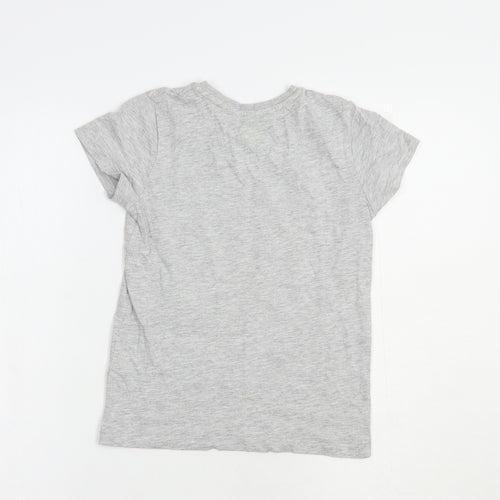 Matalan Boys Grey  Cotton Pullover T-Shirt Size 7 Years Crew Neck Pullover - Football