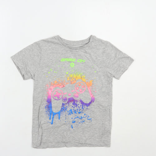 NEXT Boys Grey  Cotton Pullover T-Shirt Size 6 Years Crew Neck Pullover - Game On