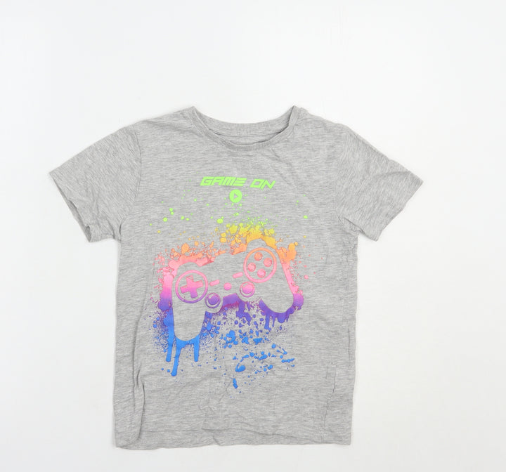 NEXT Boys Grey  Cotton Pullover T-Shirt Size 6 Years Crew Neck Pullover - Game On