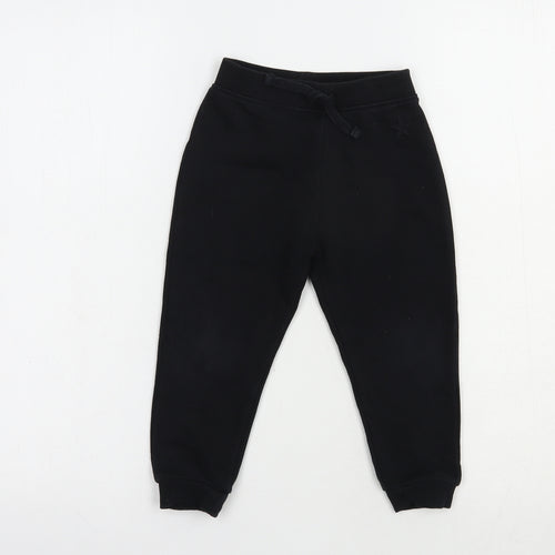 Dunnes Stores Girls Black  Cotton Jogger Trousers Size 2-3 Years  Regular Drawstring