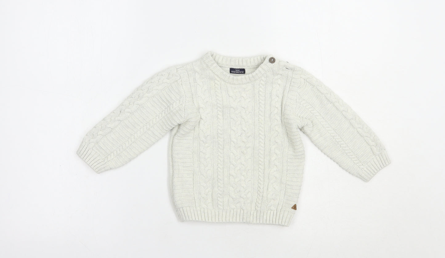 NEXT Baby White  Cotton Pullover Jumper Size 12-18 Months  Button