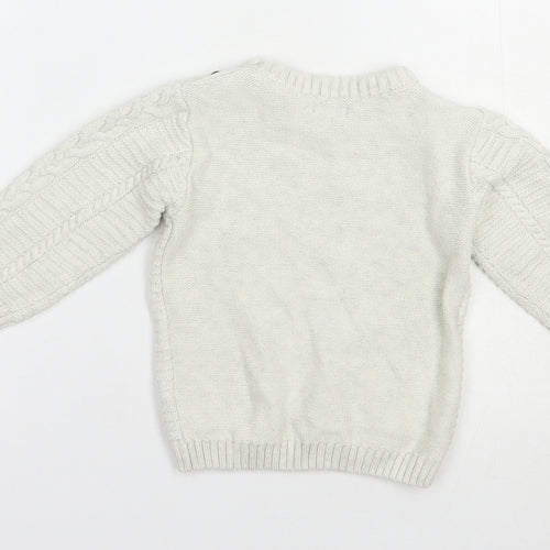 NEXT Baby White  Cotton Pullover Jumper Size 12-18 Months  Button