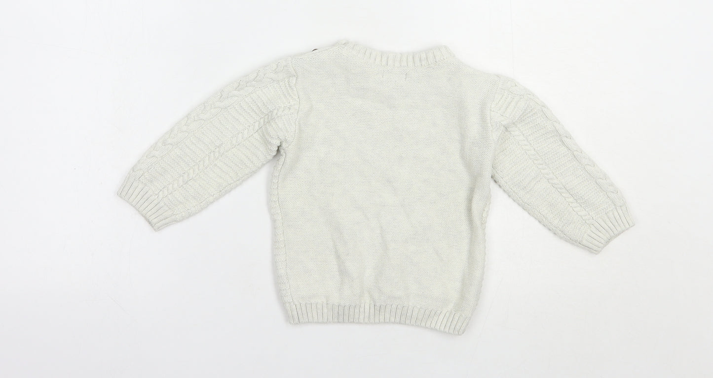 NEXT Baby White  Cotton Pullover Jumper Size 12-18 Months  Button