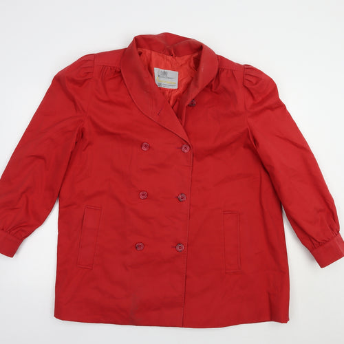 Aquascutum Womens Red   Pea Coat Coat Size L  Button