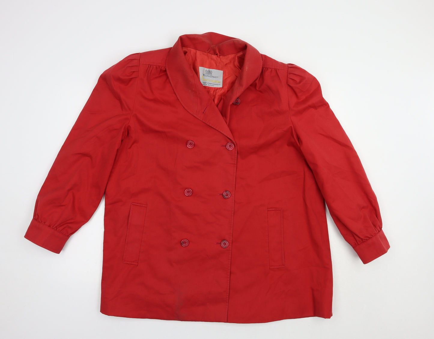 Aquascutum Womens Red   Pea Coat Coat Size L  Button