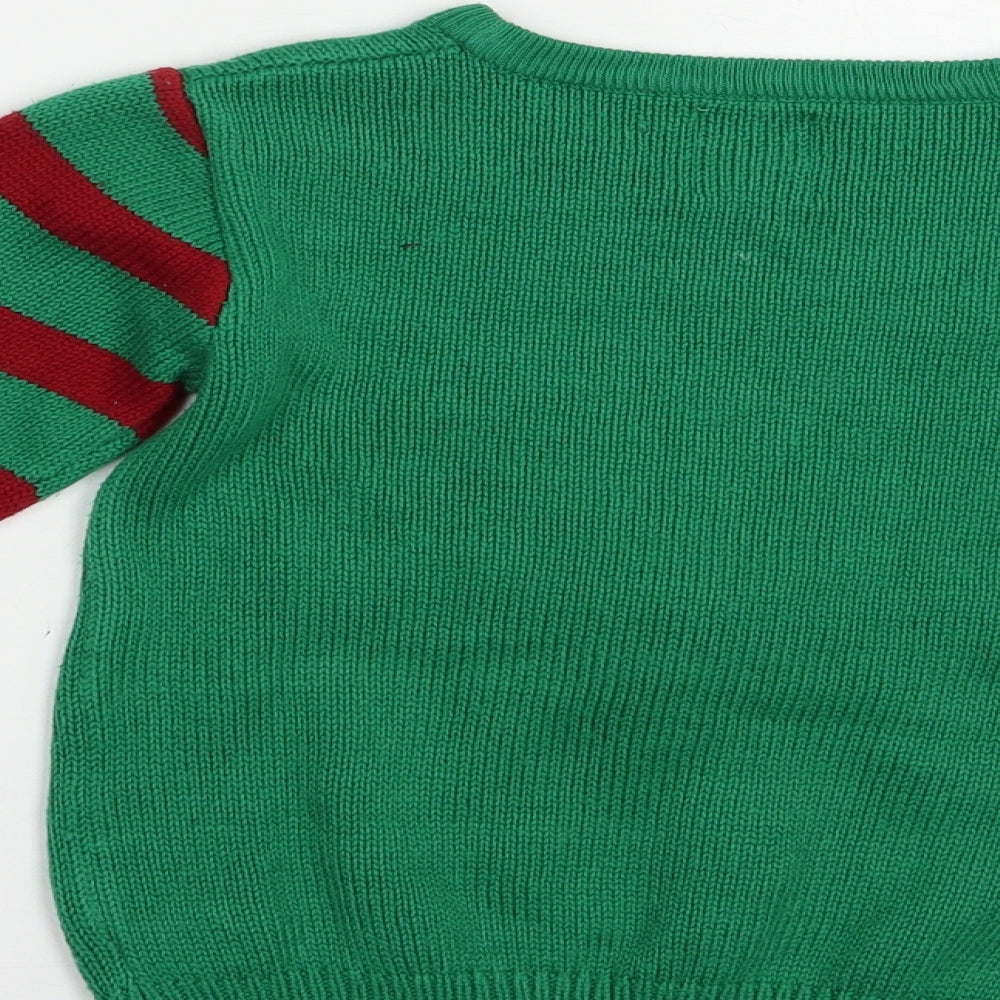 George Girls Green Crew Neck  Acrylic Pullover Jumper Size 4-5 Years  Pullover - Santa Claus