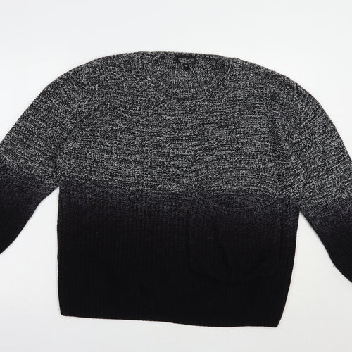 Topshop Womens Black Crew Neck  Acrylic Pullover Jumper Size 10