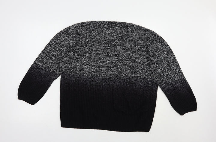Topshop Womens Black Crew Neck  Acrylic Pullover Jumper Size 10