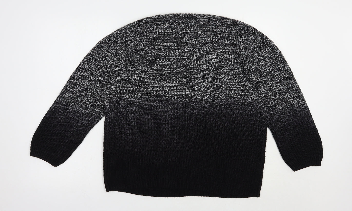 Topshop Womens Black Crew Neck  Acrylic Pullover Jumper Size 10