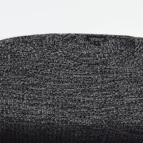 Topshop Womens Black Crew Neck  Acrylic Pullover Jumper Size 10