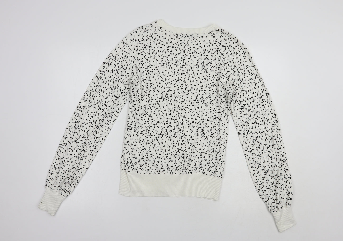 NEXT Womens White Crew Neck Geometric Viscose Pullover Jumper Size 8