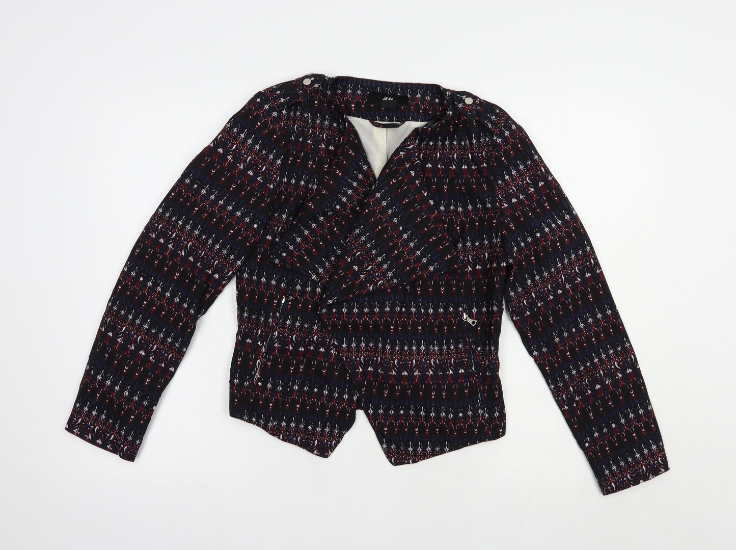 H&M Womens Black Geometric  Jacket Blazer Size 10