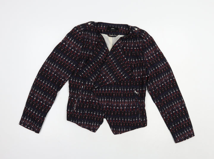H&M Womens Black Geometric  Jacket Blazer Size 10