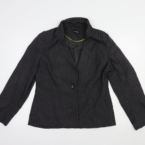 George Womens Grey Striped  Jacket Blazer Size 16  Button