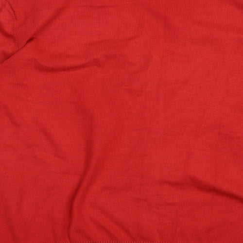 Wishwood Womens Red V-Neck  Polyester Cardigan Jumper Size L