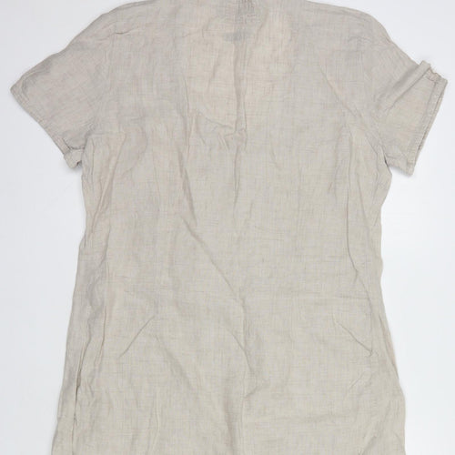MALVIN Womens Beige  Linen Shift  Size 16  Scoop Neck Button