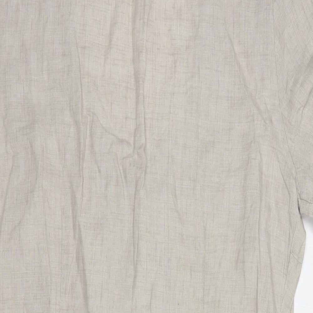 MALVIN Womens Beige  Linen Shift  Size 16  Scoop Neck Button
